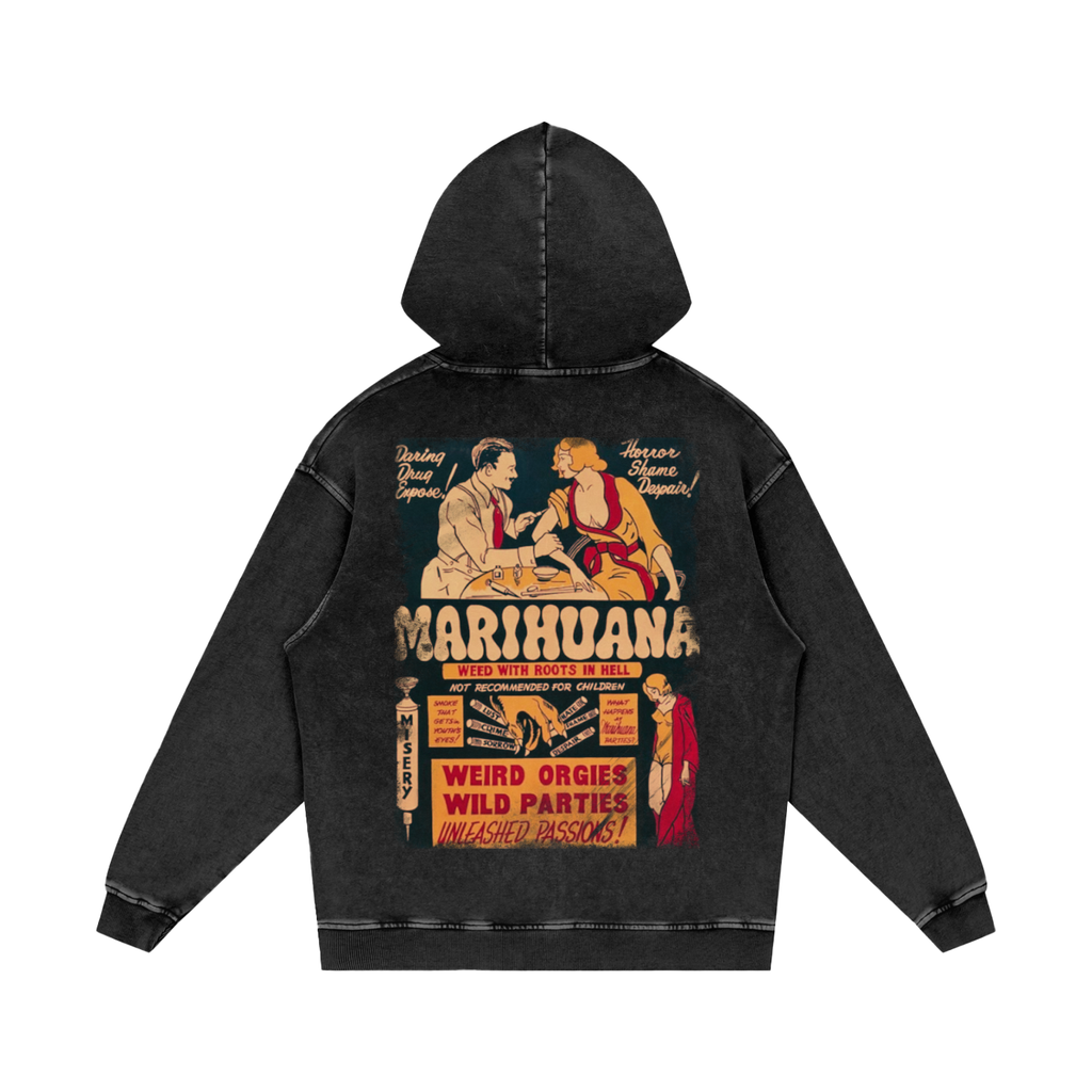 "Vintage Reefer" Snow Washed Loose Cotton Hoodie