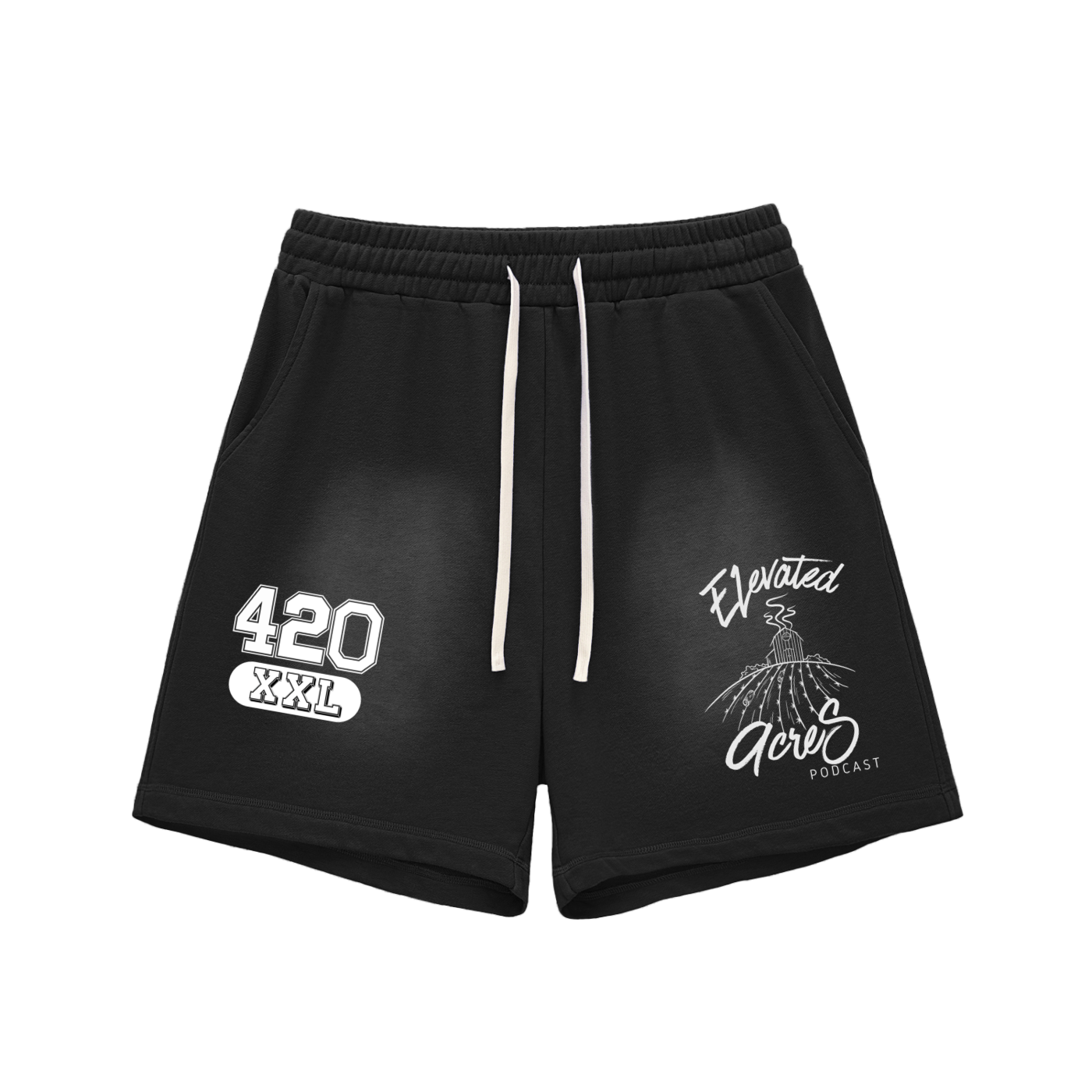 "Elevated 420" Sun Fade Raw Edge Cotton Shorts