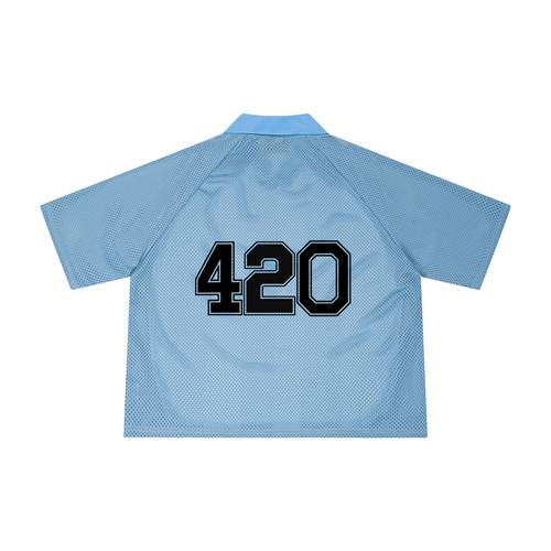 ""Elevated + Dank Collar" Unisex Striped Mesh Boxy Soccer Jersey