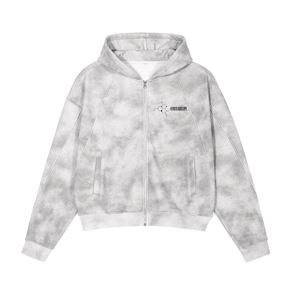 "EAA"Dirty Washed Zip-Up Fleece Hoodie