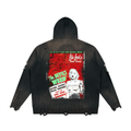 "Say No!" Unisex Distressed Full Zip Sweater
