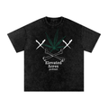 "Cross Buds" Snow Washed Oversized Cotton T-Shirt