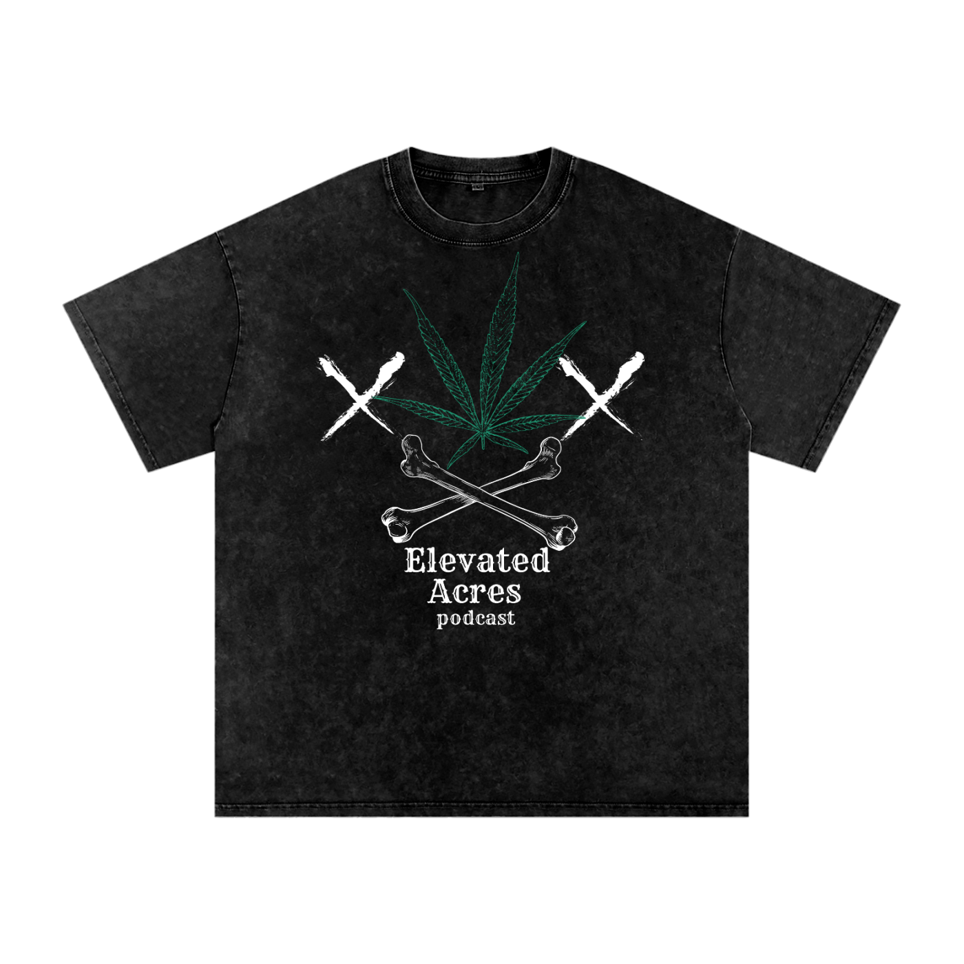 "Cross Buds" Snow Washed Oversized Cotton T-Shirt