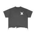 "Skull Dudgery" Vintage Wash Boxy Distressed Hem T-Shirt