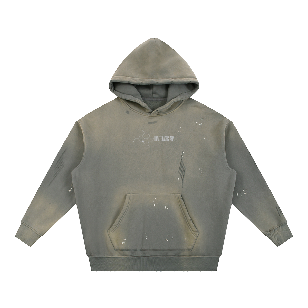 "Say No" Vintage Washed Frayed Fleece Hoodie