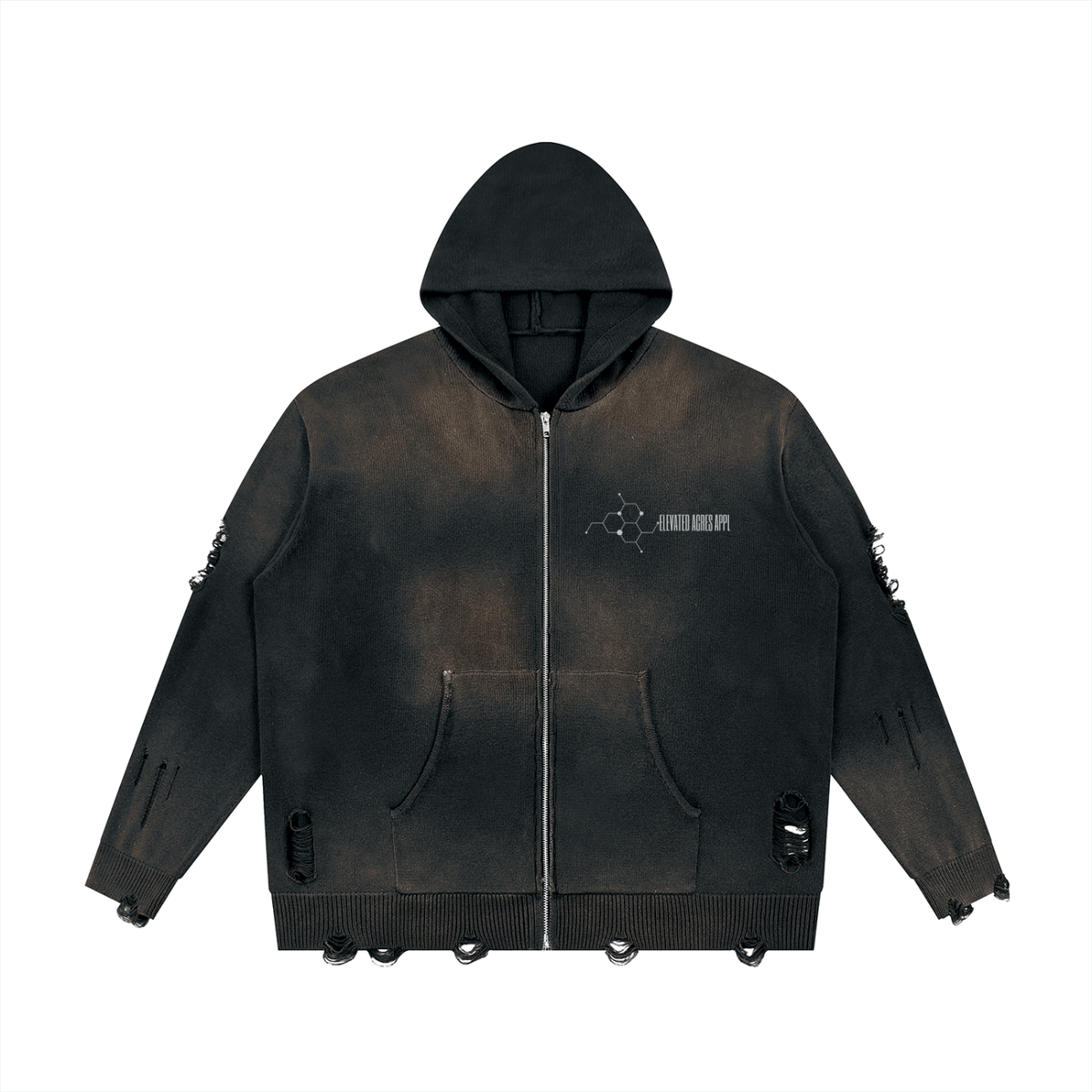 "Say No" Unisex Distressed Full Zip Sweater