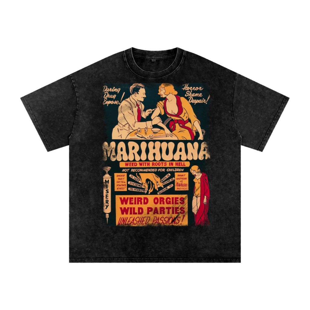 "Vintage Reefer" Snow Washed Oversized Cotton T-Shirt