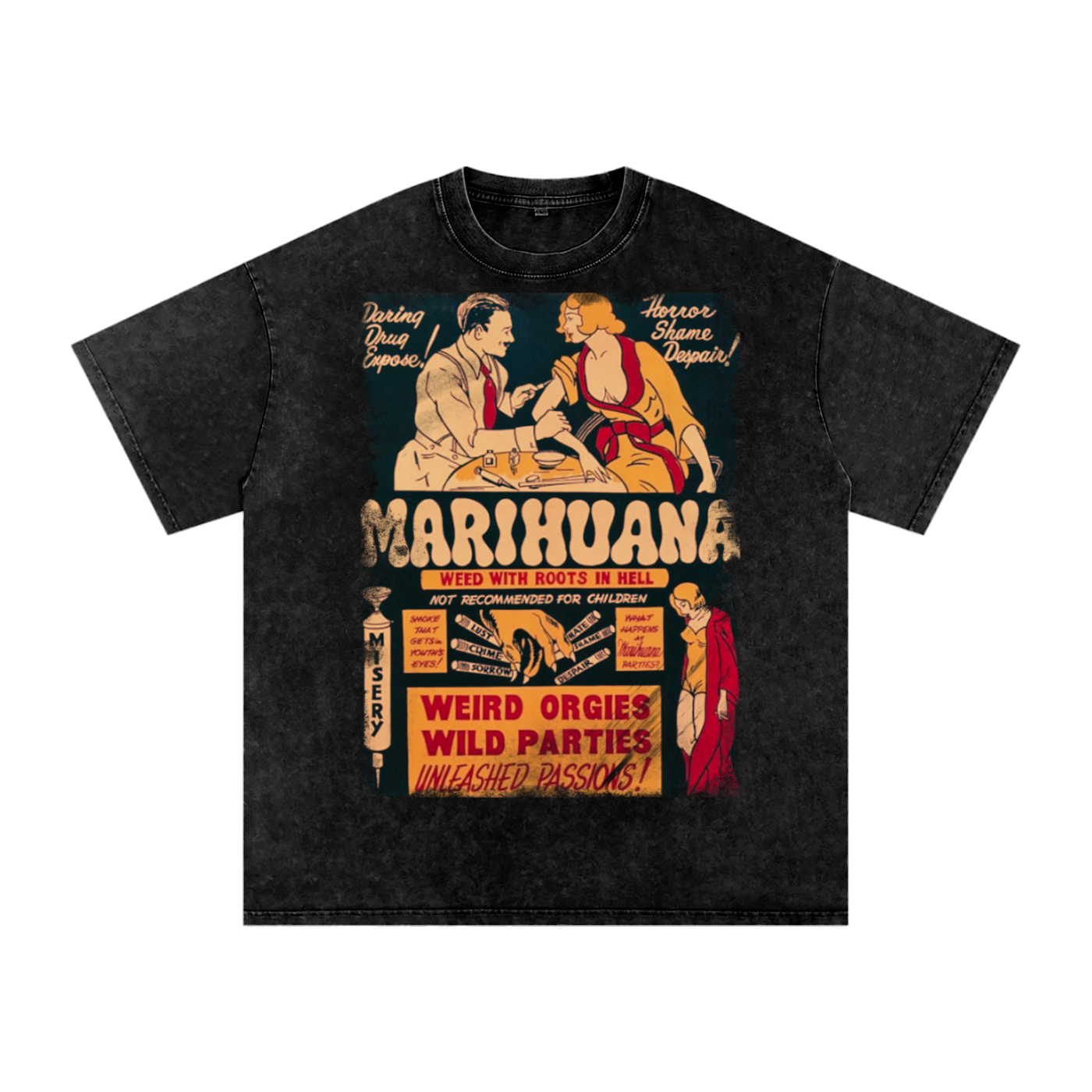"Vintage Reefer" Snow Washed Oversized Cotton T-Shirt