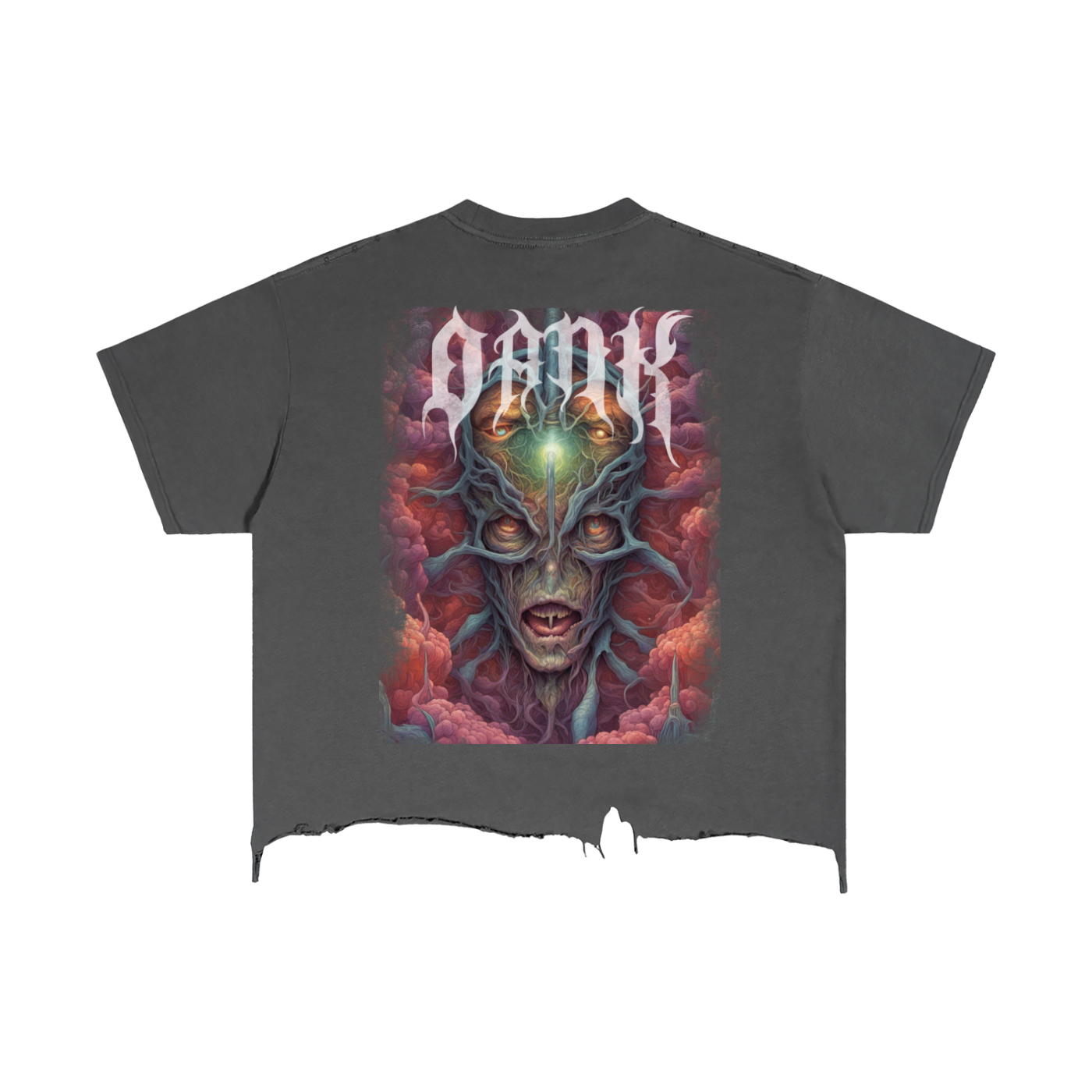 "Skull Dudgery" Vintage Wash Boxy Distressed Hem T-Shirt
