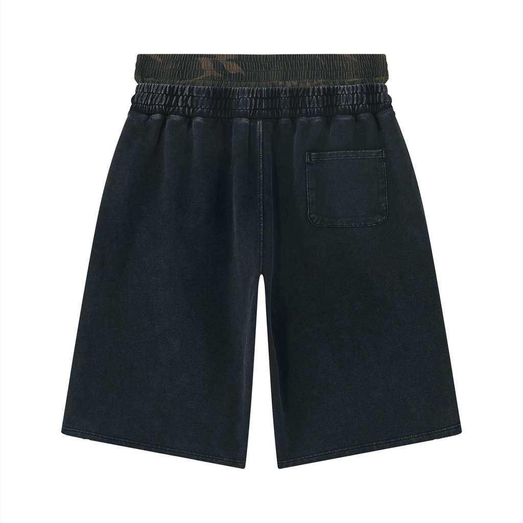 "EAA" Unisex Vintage Wash Distressed Wide Leg Shorts