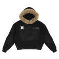 "EAA" Sun Fade Boxy Detachable Fur Hoodie
